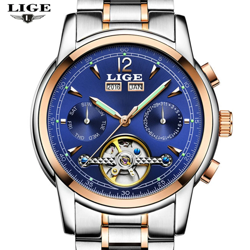 Relojes LIGE мужчина водонепроницаемый спорт часы мужские люксовый бренд отдых tourbillon