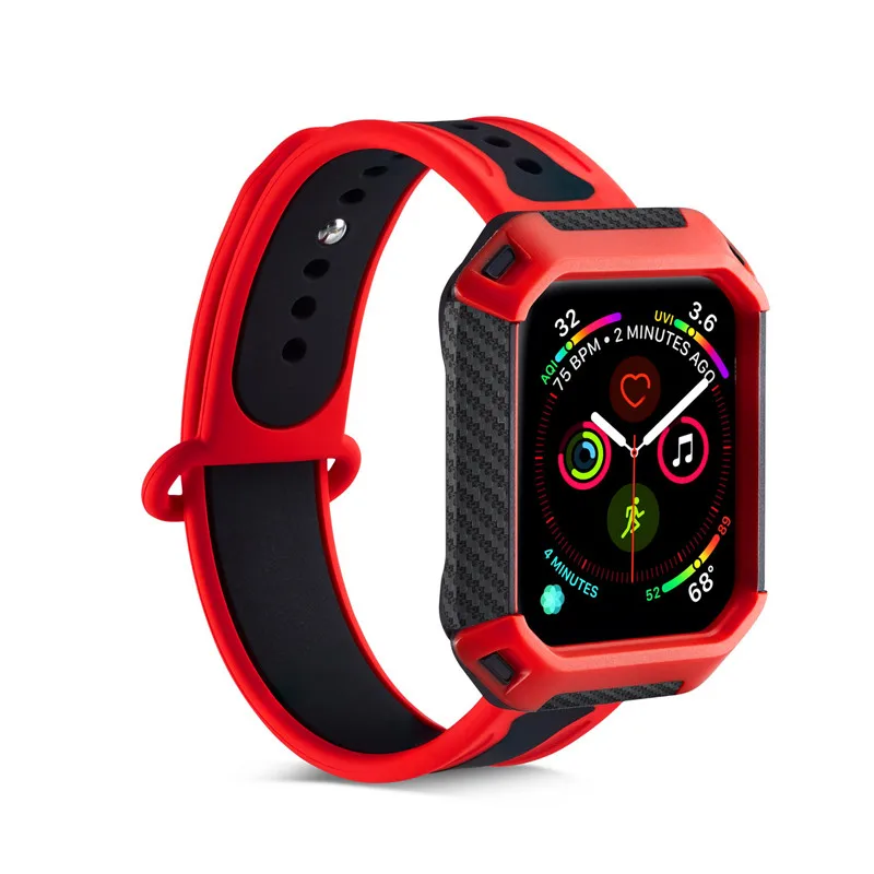 Силиконовый спортивный двухцветный чехол для часов Apple Watch 4/2/1 мягкий силиконовый