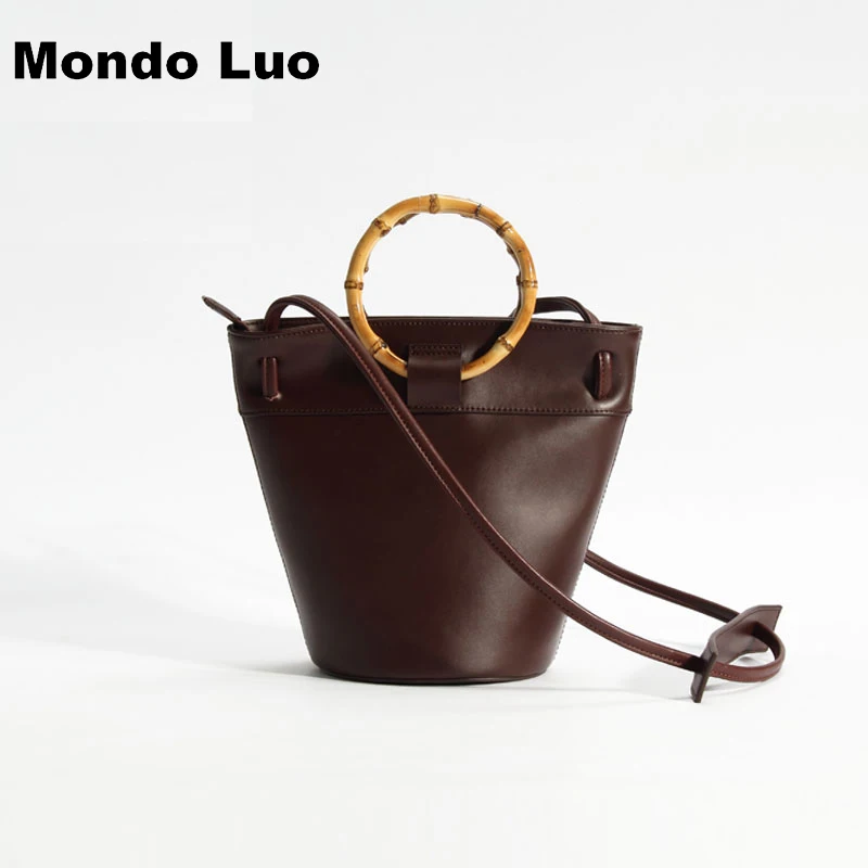 Кожаная сумка с кольцом через плечо портфель в стиле ретро|bucket bag|leather bagsatchel bag |