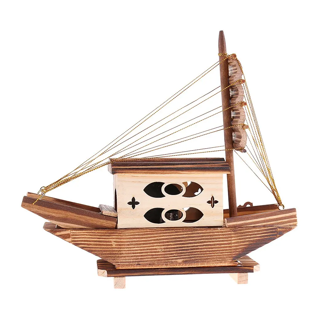 Vintage Wooden Music Box Sail Boat Model Table Ornament Home Office Decoration Birthday Christmas Gift for Children Kids | Игрушки и