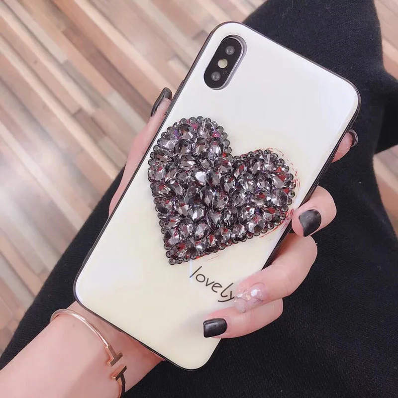 Rheinruby с украшением в виде кристаллов Стразы закаленное Стекло чехол для iPhone 6S 7 8