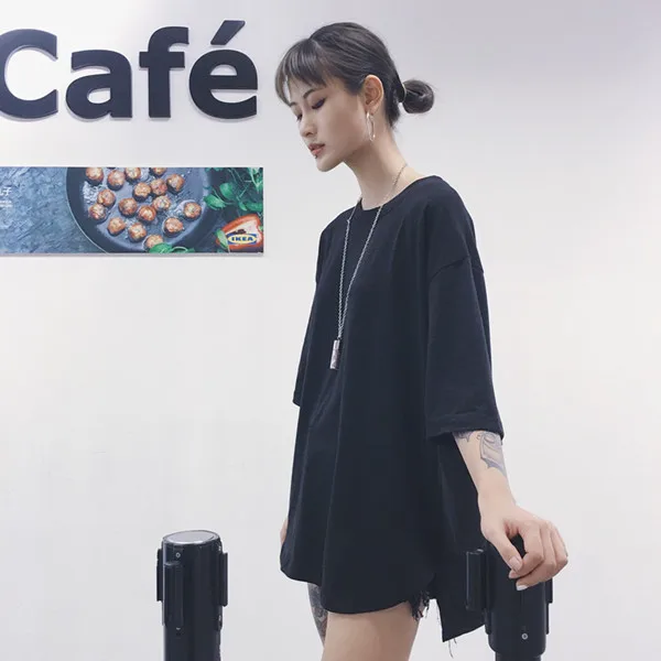 Новые летние Для мужчин молодежи японской версии Harajuku Стиль с короткими рукавами пара свободные однотонные Цвет Повседневная футболка модная одежда
