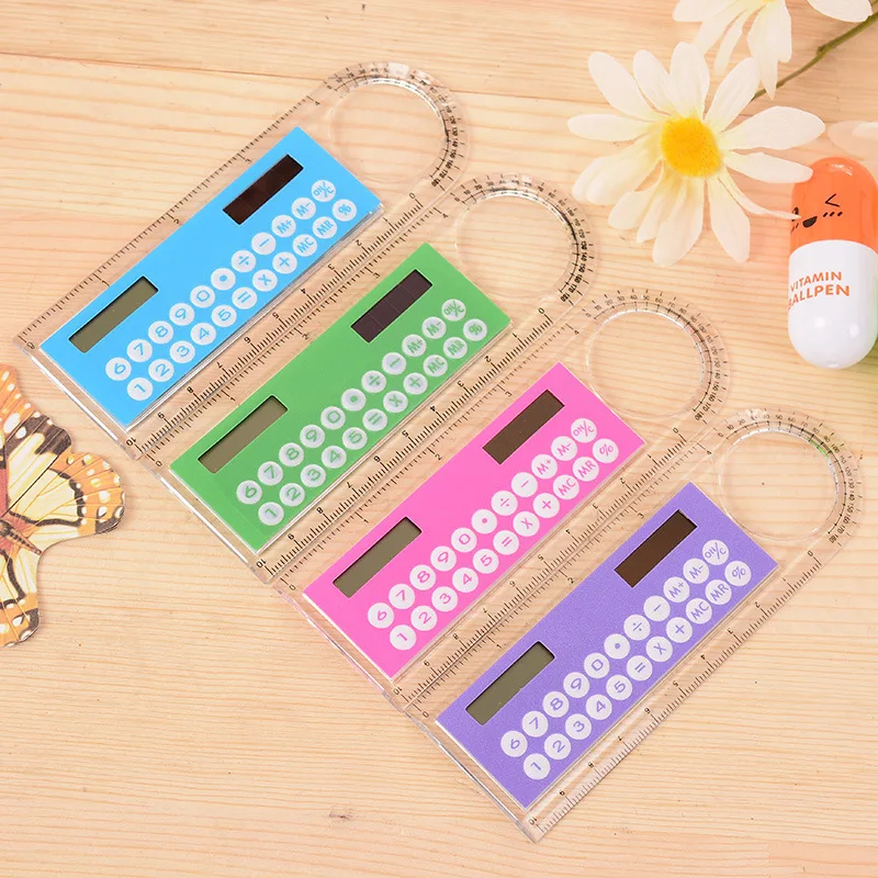 

Promotion Colorful 10cm Ultra-thin Straight Ruler with Calculator Functions Office Student Stationery Supplies