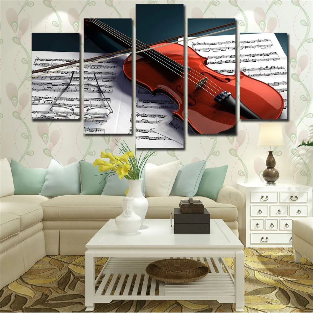 5 шт. современные настенные модульные картины для гостиной с изображением музыки
