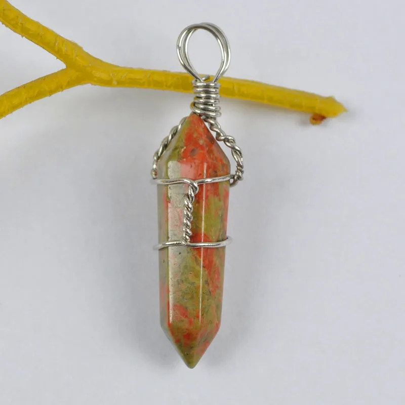 Ювелирные изделия из натурального ювелирного Unakite Epidote Lucky Point GEM S1230|wire wrapping jewelry|gem