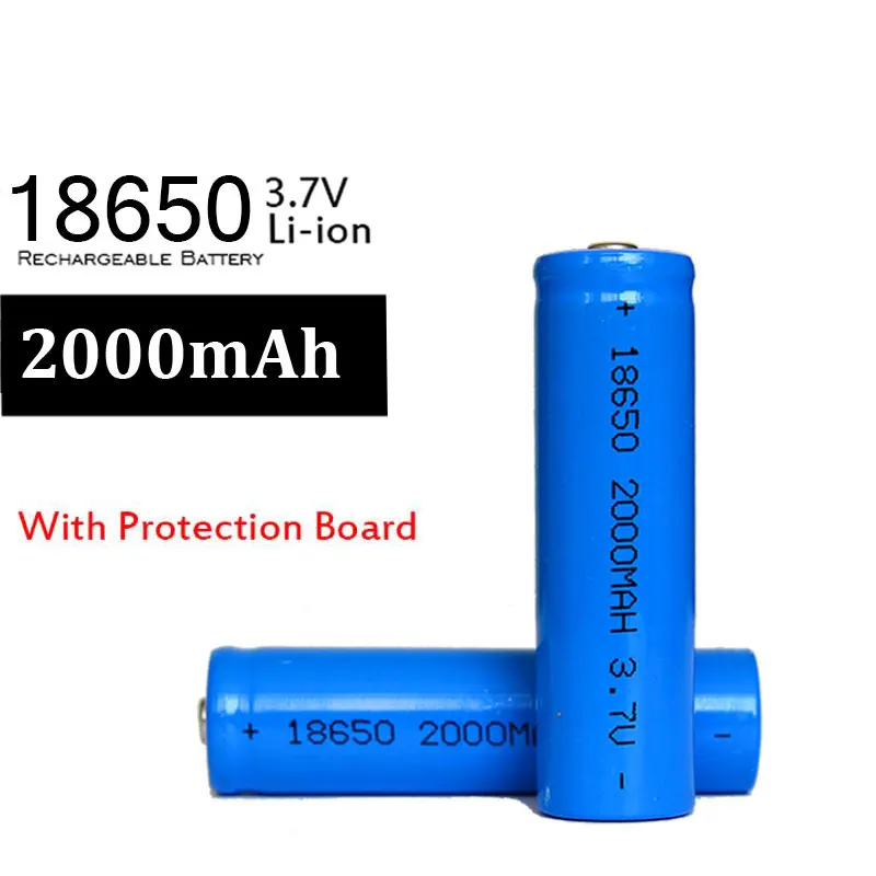 10 шт./лот 18650 3 7 V 2000mAh аккумулятор литий-ионный для фонарика банка питания оптовая