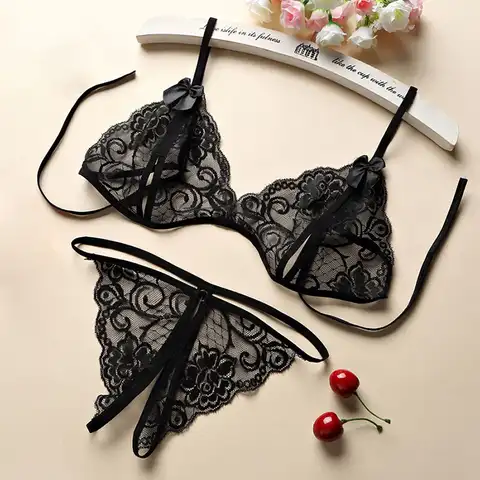 Women‘S Sexy Lingerie Set Female Lace Transparent See Through Underwear Erotic Body Crotchless Lingeries