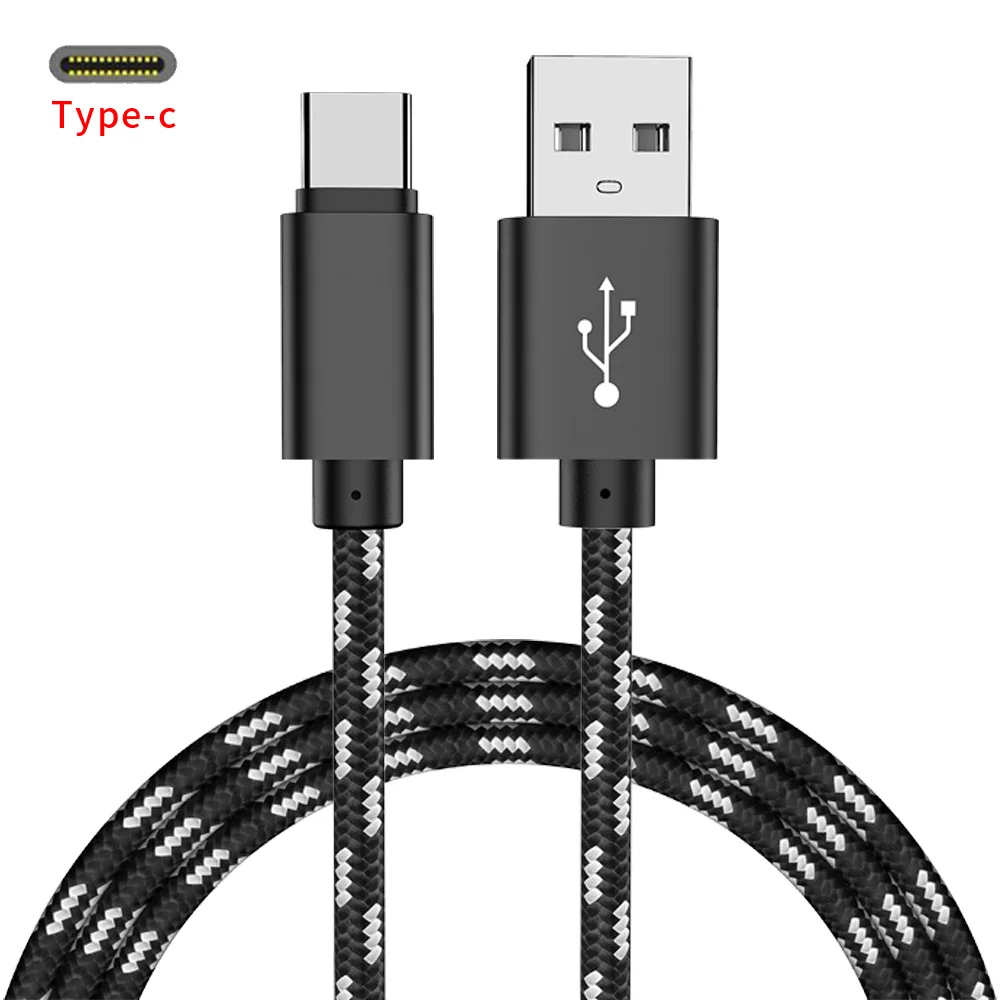 Черный CXV 2.4A USBC USB кабель для передачи данных для huawei samsung One plue Быстрая зарядка телефонный провод USB C type-C кабели для Xiaomi Mi8 - Цвет: Черный