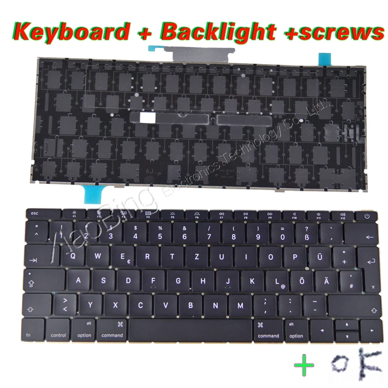 Новый ноутбук A1534 немецкая GR клавиатура с подсветкой + винты для Macbook 12 &quotA1534 DE Deutsch