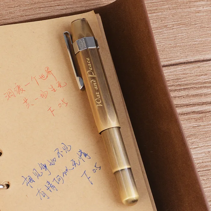 Delike Bullet Design Copper Fountain Pen Short Pen 0.38mm 0.58mm 0.6mm Creative Pocekt Pens with Gift Box for Collection