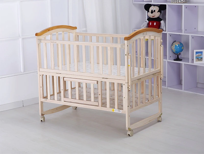 Детская кровать для детей 0-6 лет, детская кровать из цельного дерева, многофункциональная детская кроватка, можно удлинять детскую кроватку