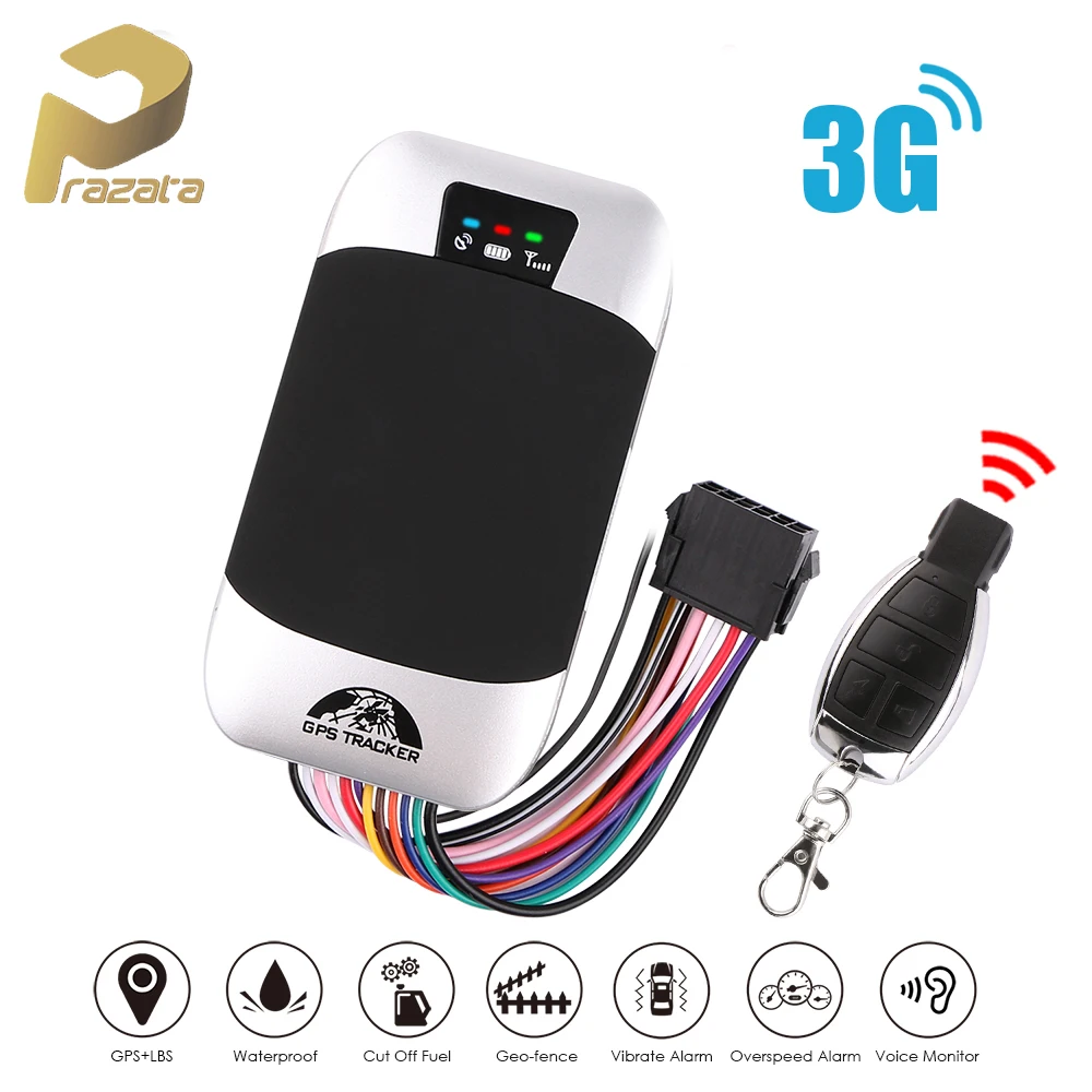 

Prazata Car GPS Tracker 3G Vehicle Tracker GSM GPS Locator TK303G Waterproof Remote Control Monitoring Cut Off Engine Free APP