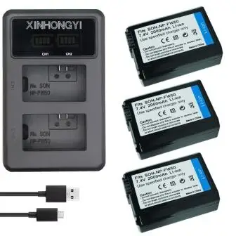 3P-FW50BatteryAndCh 2000 мАч NP FW50 акумуляторная батарея NP-FW50 Батарея+ светодиодный двойной Зарядное устройство для sony Alpha a6500 a6300 a7 7R a7R a7R II a7II NEX-3 NEX-5 Камера - Цвет: 3P-FW50BatteryAndCh