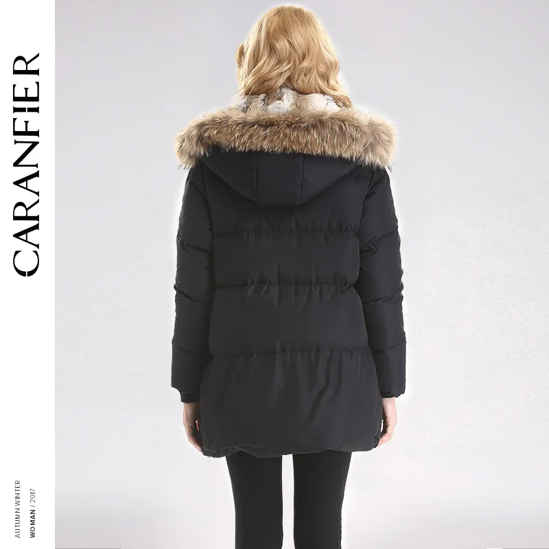 CARANFIER 2017 новые женские зимние пуховые пальто 100% полиэстер Eendendons бренд Jassen Zwart Rits