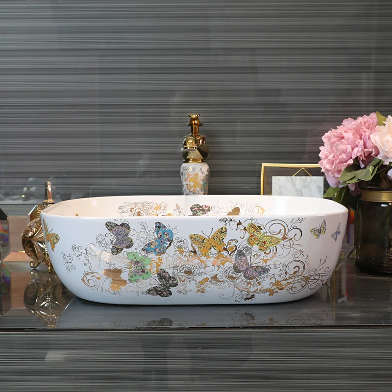 Керамическая художественная раковина столешница для умывальника ванной комнаты