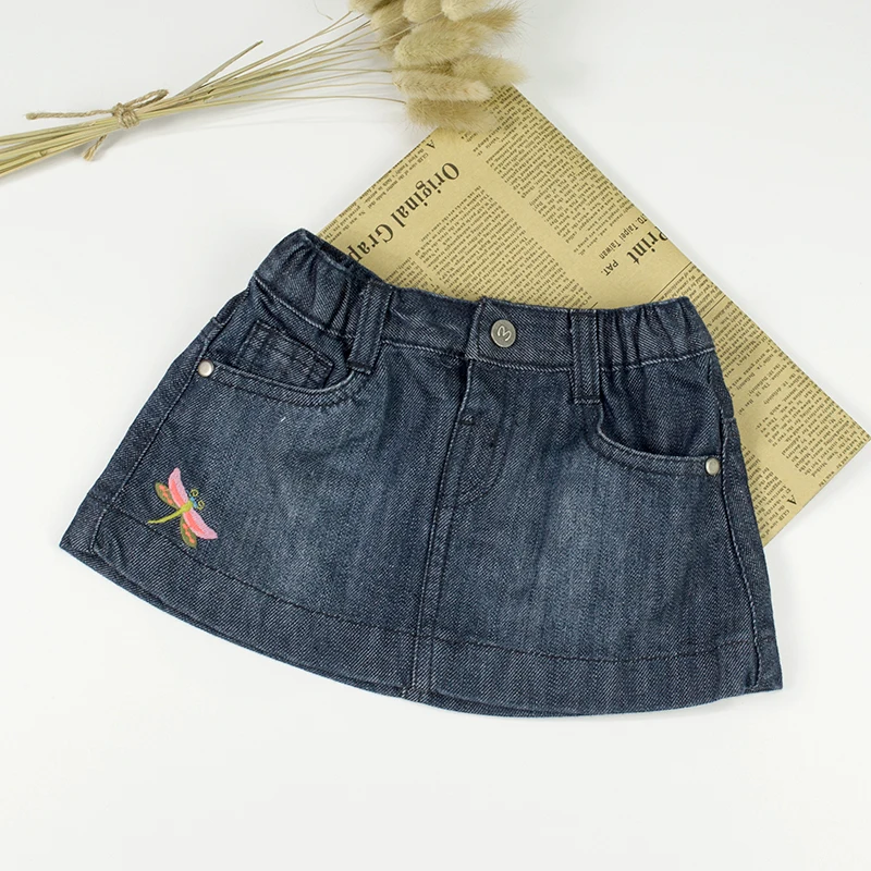 2017 Summer Infant Baby Girls Denim Mini Skirt Newborn Toddler Elastic Waist All Match A-line Cartoon Embroidery Clothing |