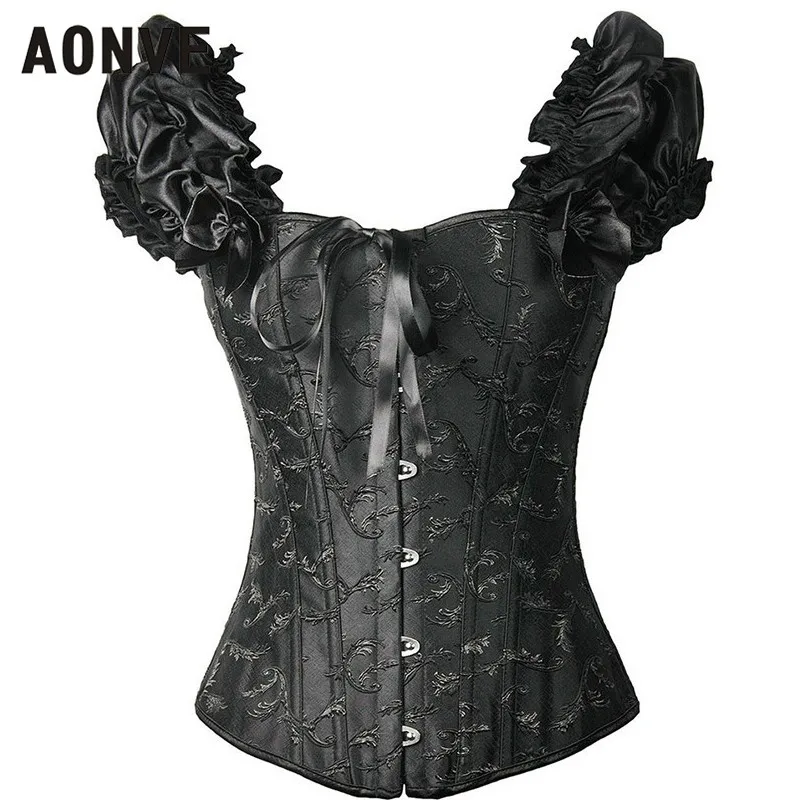 AONVE Steampunk Corset Sexy Gothic Clothing Corsellet Waist Trainer Modeling Strap Lace up Steel Bone Corpete Korset Bustier | Женская