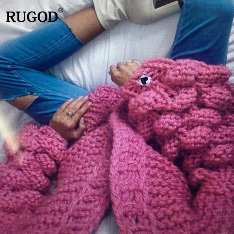 Новинка Свободный кардиган ручного вязания с рукавами фонариками RUGOD женский