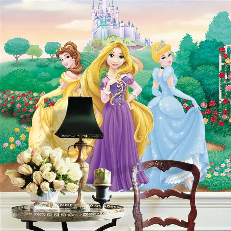 

Lovely Princess wallpaper Cartoon Photo wallpaper For Girls room Silk Wall Art Mural Snow White Rapunzel Room decor Bedroom Home