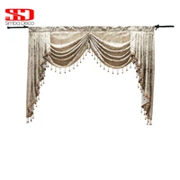 luxury valances swag curtains for living room jacguard european style pellments dropping window treatmants 1 piece custom tassel