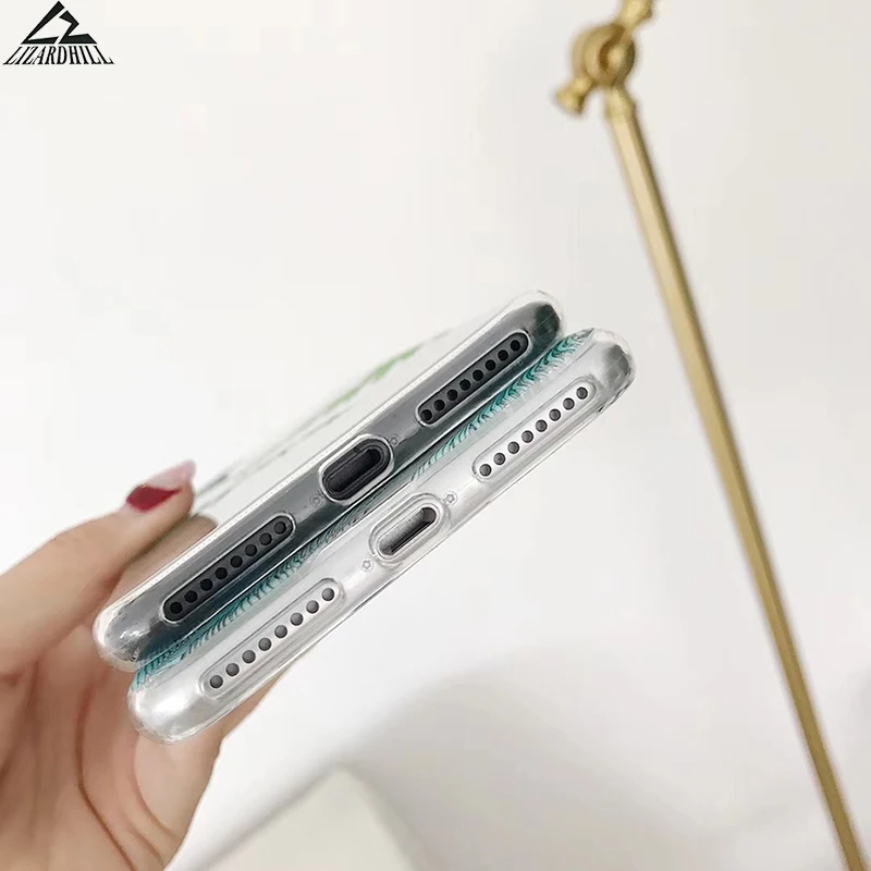 Lizardhill ins/модные стиль зеленые листья Чехлы ТПУ телефон для iphone 7 Чехол 6s 8 plus x