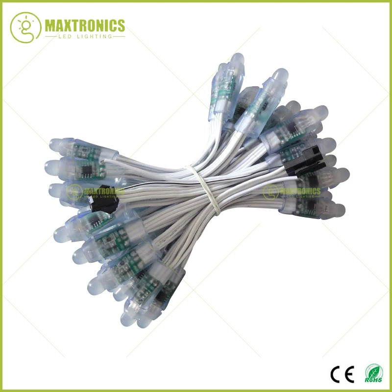 50 шт. DC5V/DC12V 12 мм WS2811 IC RGB светодиодный модуль белый провод водонепроницаемый IP68