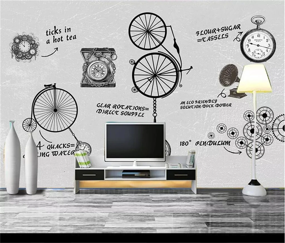 Decorative wallpaper Creative wheel retro icon background wall | Обустройство дома