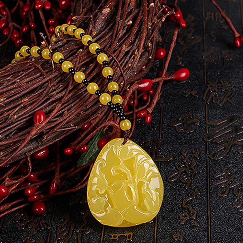 Этнические Пчелиный Воск Шаблон Кулон Ожерелье Для Мужчин Женщины Желтый Из