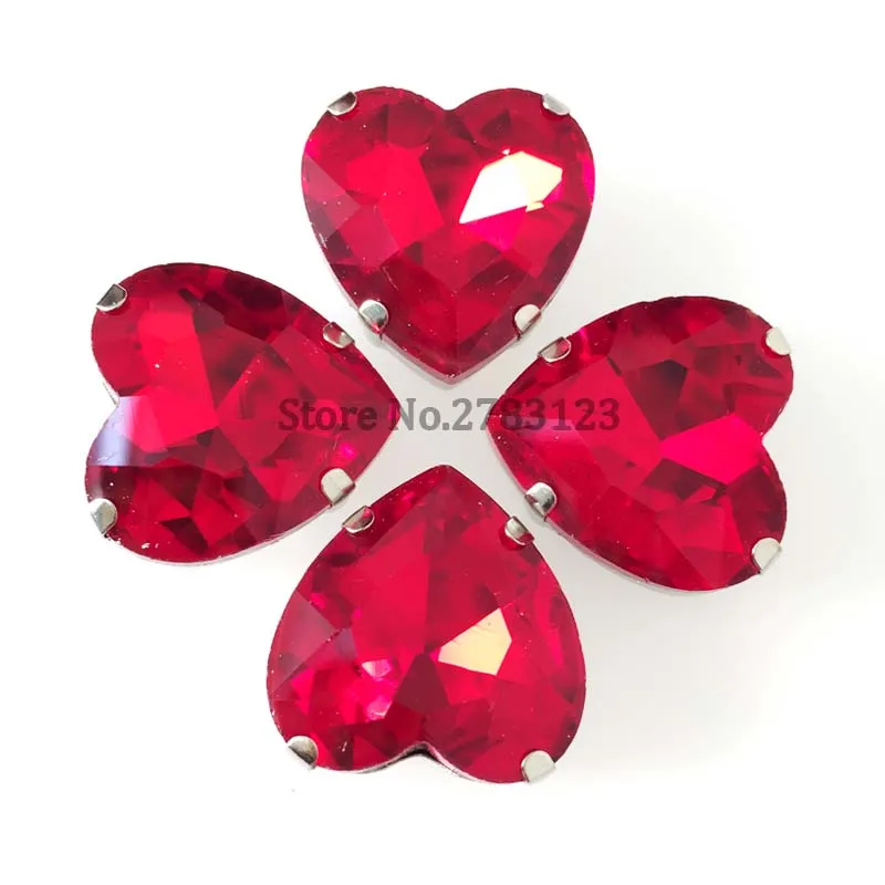 Бесплатная доставка стеклянные стразы в форме красного сердца хорошего качества