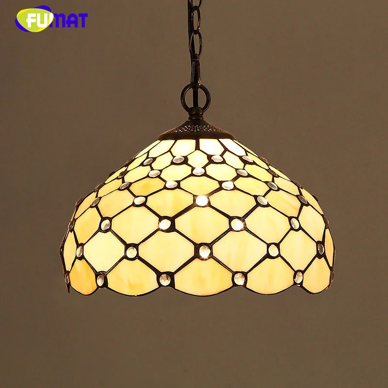 FUMAT витражный стеклянный подвесной светильник Европейский желтый абажур лампа