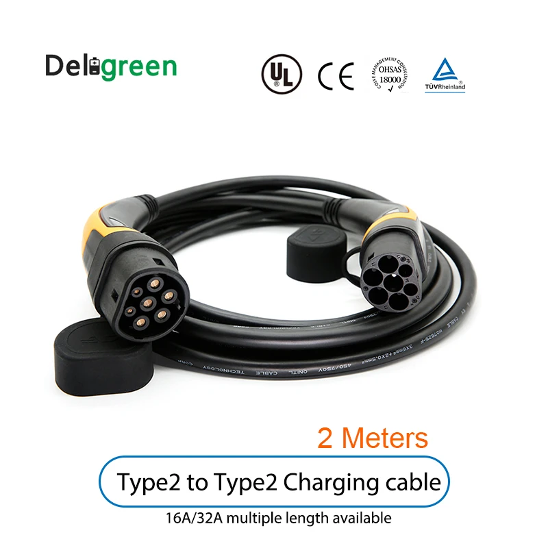 2 м 16A 32A кабель EV Уровень Тип IEC62196 зарядный штекер с сумкой для переноски TUV/ULpassed