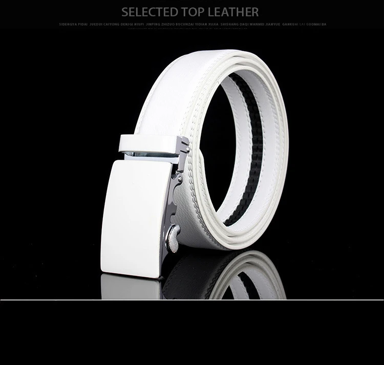 WOWTIGER, мужская мода, автоматическая пряжка, кожа, роскошный, мужской, cinturones hombre, черный, белый, ремень, Пряжка из сплава, ремни для мужчин