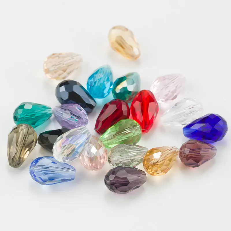 

Top Quality 10x15MM Crystal Tear Drop Shape Jewelry Beads Glass Beads Loose Spacer Round Beads For Jewelry Making DIY 15 colors