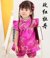 hot sale 2021 summer chinese style children clothing sets tops shorts2 pcs set girls t pants floral suit kids clothes