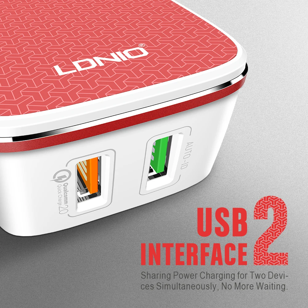 LDNIO двойной USB порт красное домашнее зарядное устройство с одним универсальным