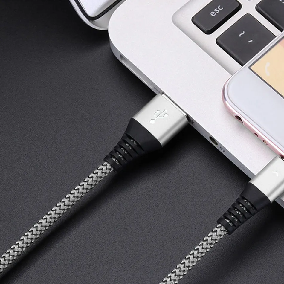 Silver OLAF Microusb кабель светодиодный светильник 2.4A Быстрая зарядка Micro USB кабель для передачи данных для samsung S7 S6 xiaomi android кабели для мобильных телефонов шнур - Цвет: Silver