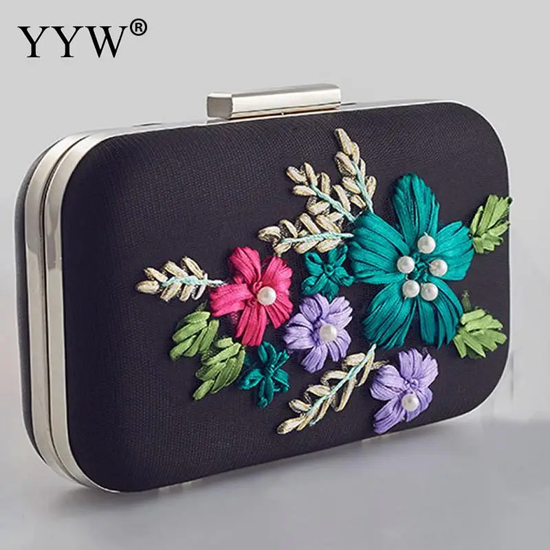 Элегантный клатч Женская винтажная сумка через плечо с цветами и цепочкой мини