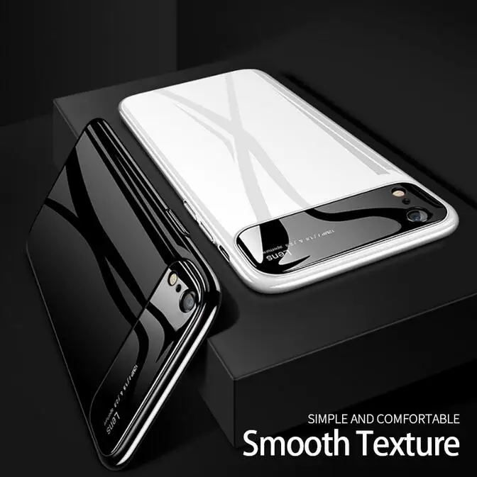 Bling Smooth Mirror Hard Phone Cases For iPhone X 7 8 6s Plus Camera Protector 360 Cover iPhoneX 10 Lens Piano coque | Мобильные