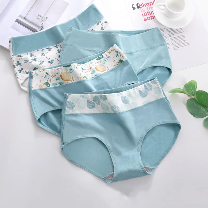 1681 LANGSHA 4Pieces Panties Women Cotton High Waist Slimming Underwear Lovely Print Seamless Briefs Sexy Breathable Girls Underpants - Цвет: 1681