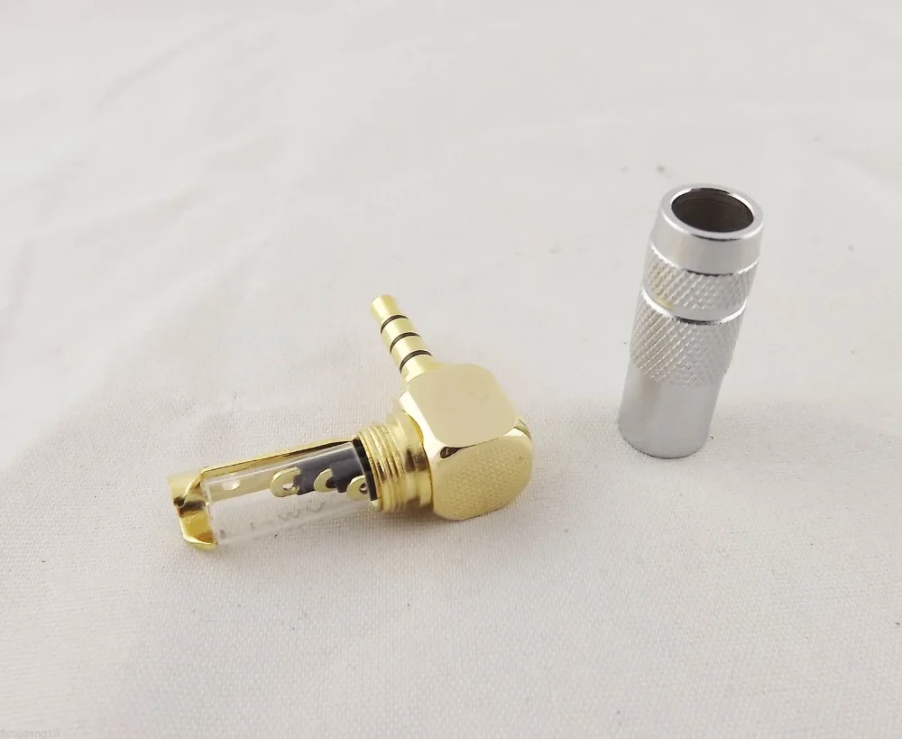 

10pcs Gold Silver Brass 3.5mm Stereo 4 Pole Male Plug Right Angled Audio Connector