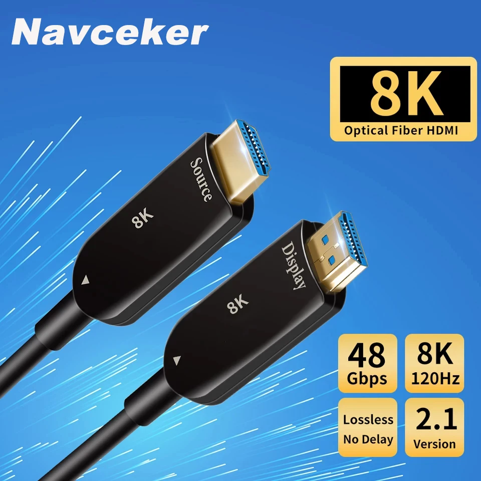 2020 Navceker 8K HDMI 2 1 оптоволоконный кабель 4K @ 60 Гц 48 Гбит/с 5 м 10 UHD для монитора|Кабели