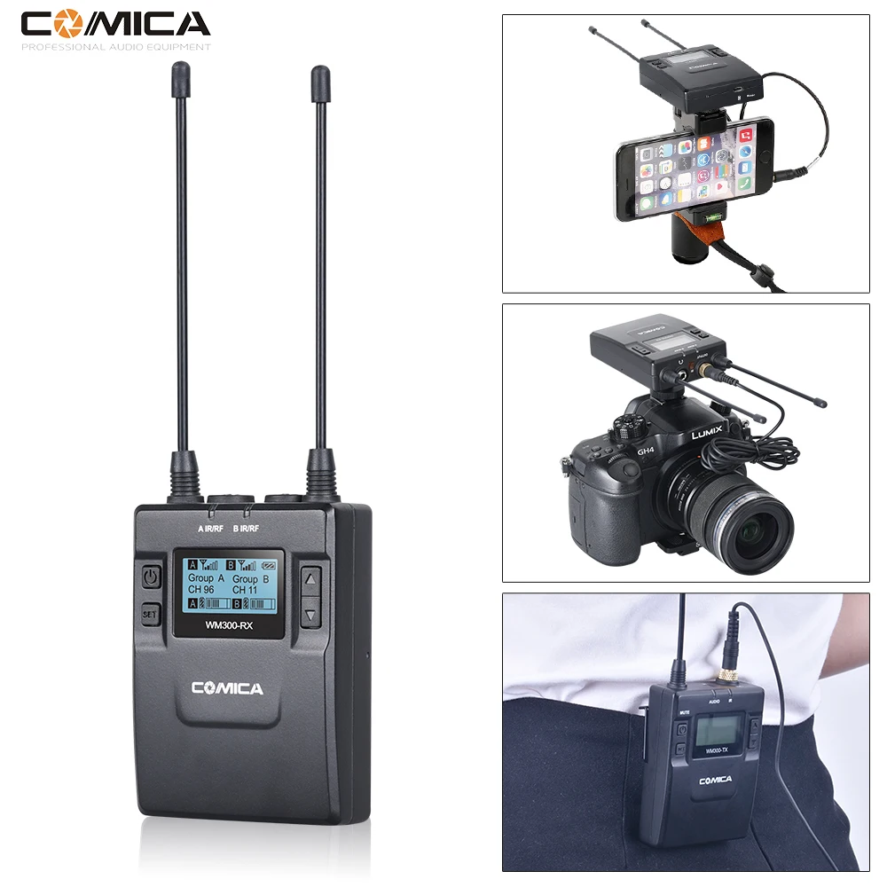 UHF 96 канальный металлический беспроводной микрофон с двойными передатчиками + 1