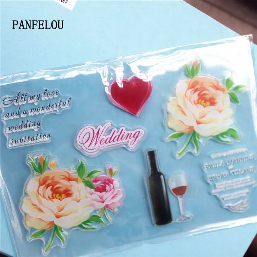 PANFELOU винные цветы красочный прозрачный штамп DIY силиконовые уплотнения