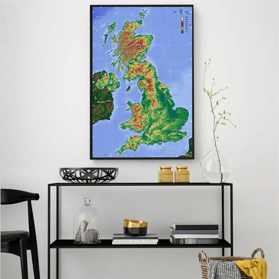 Карта Великобритании фиолетовая Картина на холсте картина для кафе бара паба