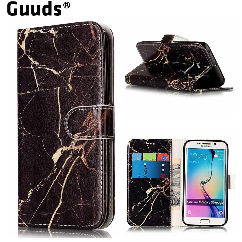 Guuds для Samsung S6 S6Edge чехол телефона сумка мраморный цветок бабочки Орхидея кожзам
