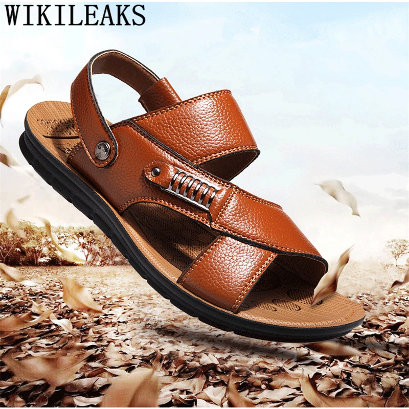 

Leather Sandals Men Shoes Casual Sandals Men Outdoor Summer Shoes Men Beach Sandals Fashion Shoes 2021 Zapatos De Hombre Tenis