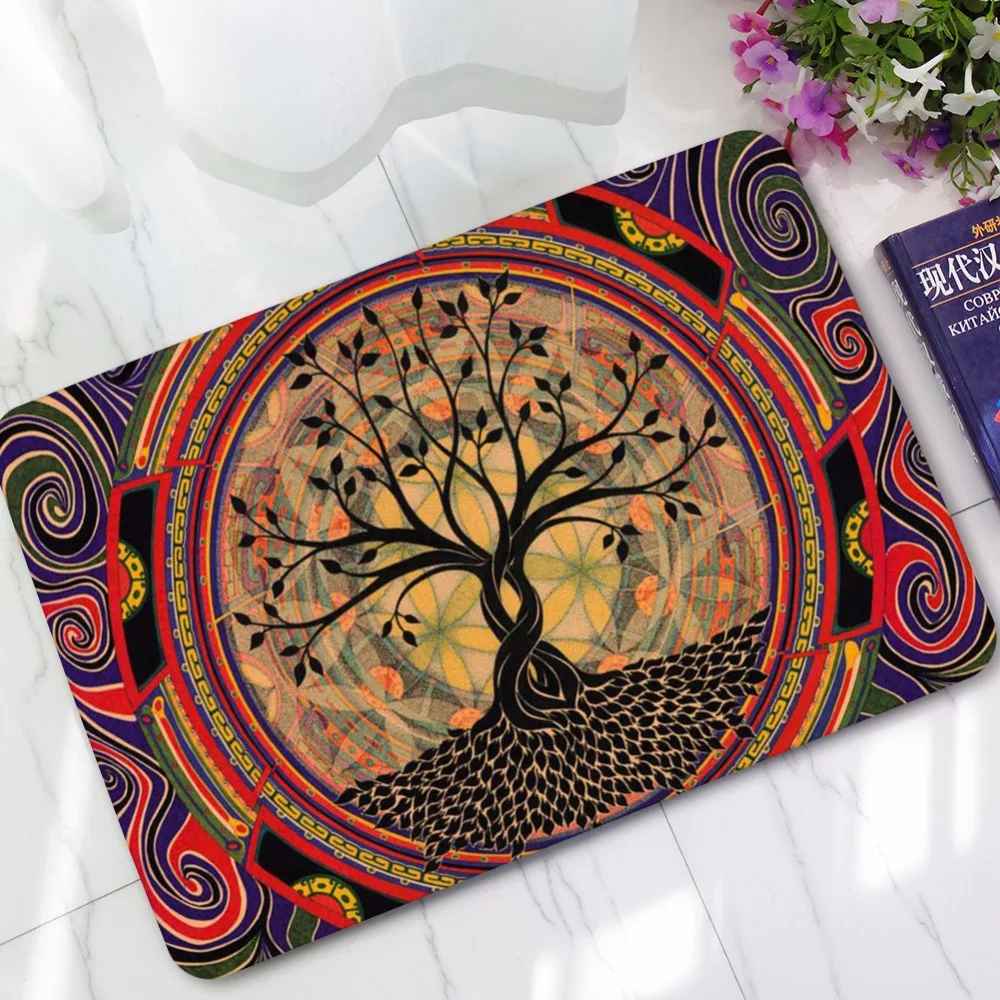 

CAMMITEVER Retro Carpet Printed Tree Super Soft Flannel Mat for Living room Tea Mat Bedroom Carpet Play Mat Non-slip Rug