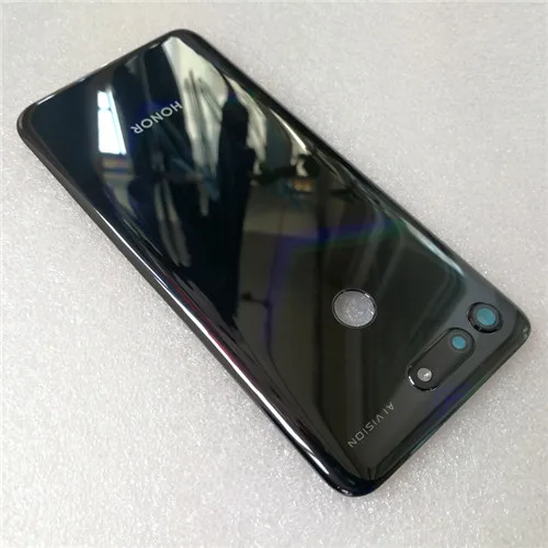 Black Honor View 20 задняя крышка батарейного отсека+ стекло для камеры для huawei Honor V20 задняя Батарейная дверь запасные части для ремонта - Цвет: Black