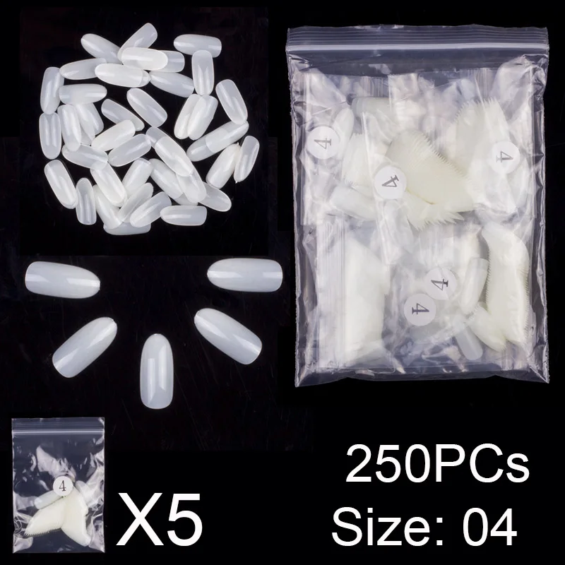 Natural 04 x 250PCs 250 штук в упаковке такие же размеры овальной формы накладные ногти для рисования дизайн ногтей Акриловые полные ногти Размер 1 2 3 4 5 6 7 8 9 - Цвет: Natural 04 x 250PCs