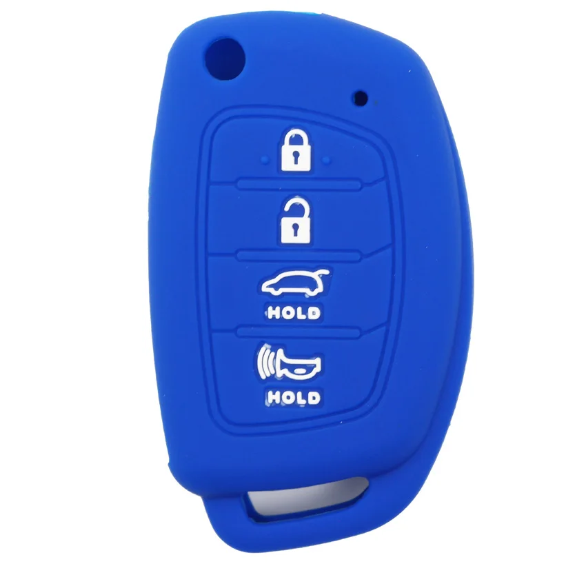 Blue MICOCHE 4 кнопки силиконовый флип-ключ для автомобиля чехол для hyundai Santa Fe XL IX45 Mistra Santa Fe Sonata туксонский акцент I30 I40 I45 - Название цвета: Blue